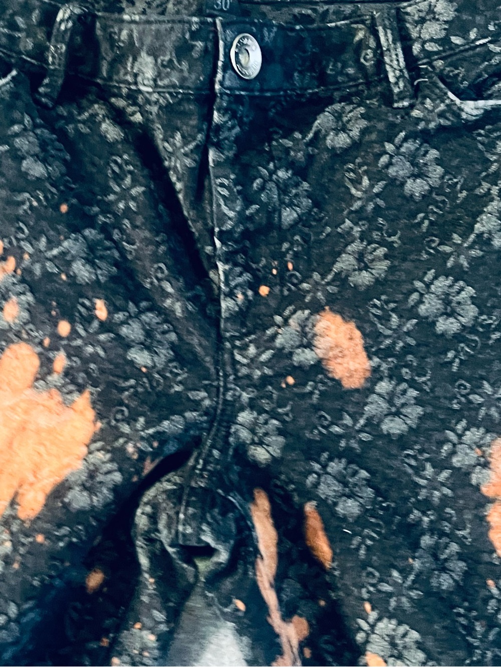 Banana Republic Black Jeans with Orange Bleach Splatter - Picture 3 of 8